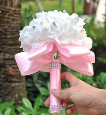 Romantic Wedding Bouquet Bride Bridesmaid Holding Flowers Fresh And Sweet Artificial Hands Holding Flowers With Foam Flowers And Diamonds