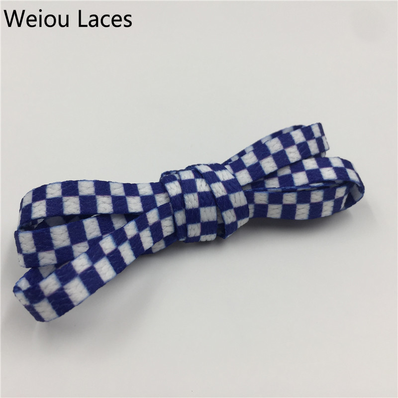 Weiou Black & White Printies Checkered Flat Shoe Laces Flatties for Skater Boot 160cm silk screen printing shoelace