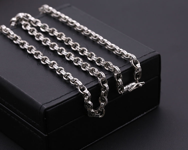 Personalized 925 sterling silver vintage style jewelry American European antique silver hand-made designer thick chain necklace for men