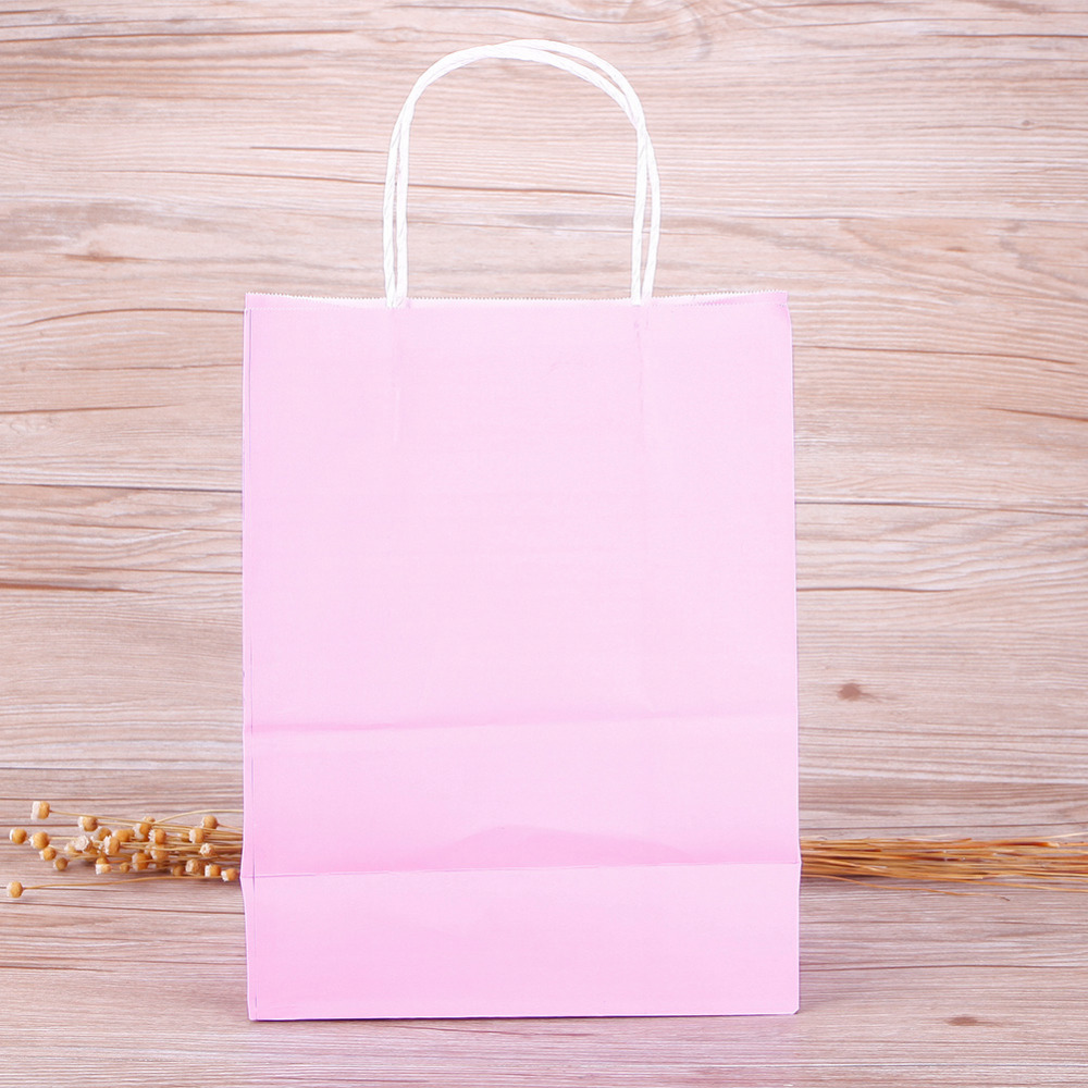 High Quality Kraft Paper packing Bag With Handles Festival Gift Bag For Wedding candy colors Paper Bags for shopping 10 colors