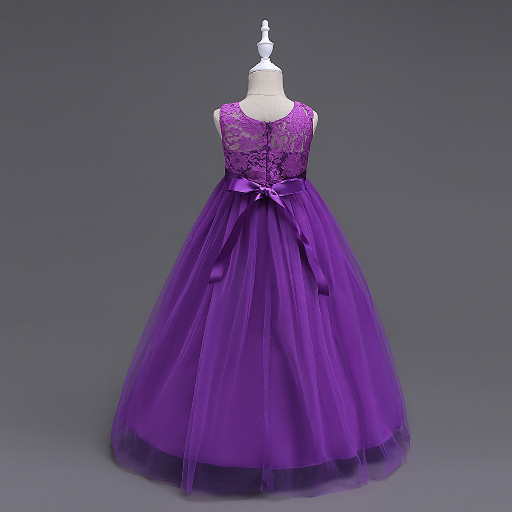 2019 Vintage Navy Blue Lace Flower Girl Dresses Lovely Clothes Ivory White Red With Bow Tutu Ball Gowns In Stock Cheap