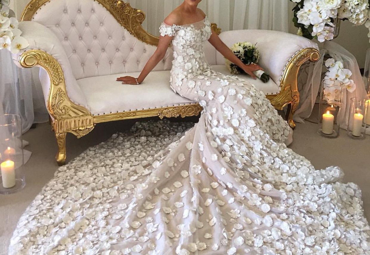 New Arrival Beautiful Mermaid Dresses 3D Floral Applique Lace Chapel Train Bridal Gowns Wedding Dress Vestidos De Novia