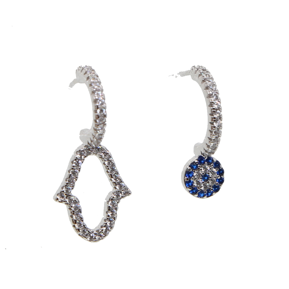 fashion jewelry turkish evil eye hamsa hand stud earring pave Sparking cz high quality delicate girl women multi piercing jewelry earrings