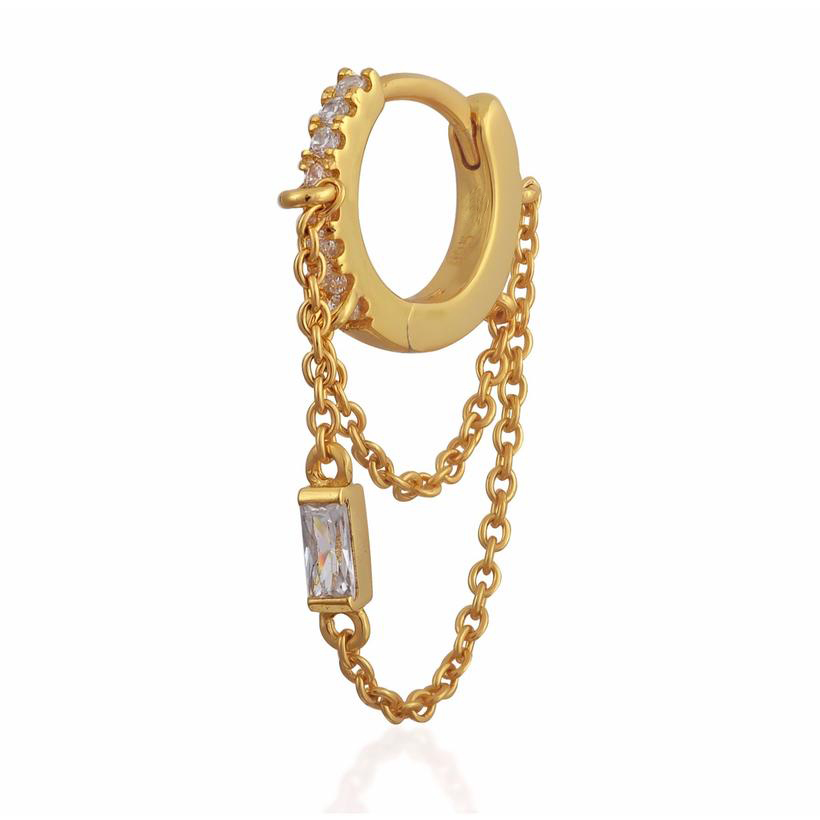 tassel chain earring with cz mini hoop gold plated fashion european women ladies gorgeous fashion trendy earrings jewelry