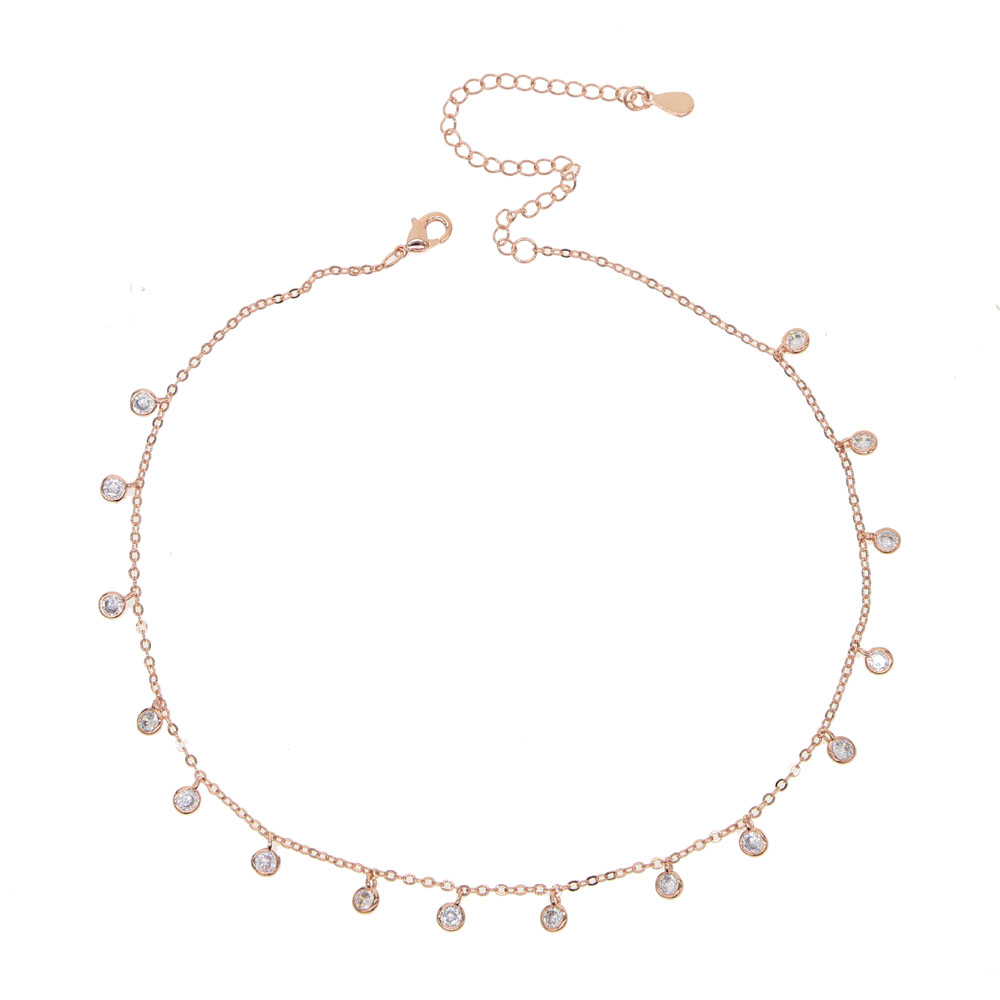cz drop charm choker necklaces rose gold silver plated fashion jewelry elegance women gift statement collarbone necklace