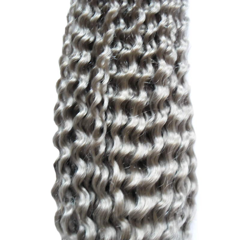 Brazilian Curly Hair Extensions "10-26" inch 100% Human Hair Weave Bundles 1 PCS Color Gray Hair Extensions Non Remy