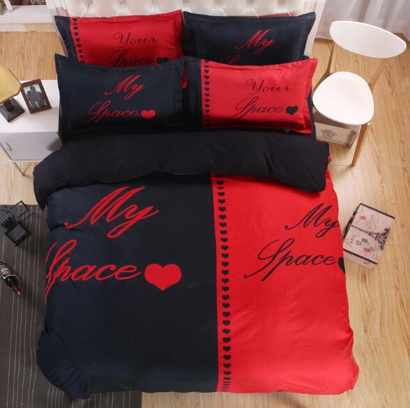 4 pcs Bedding Set for Couple Lover His Side & Her Couple Home textiles Soft Duvet Cover with Pillowcases