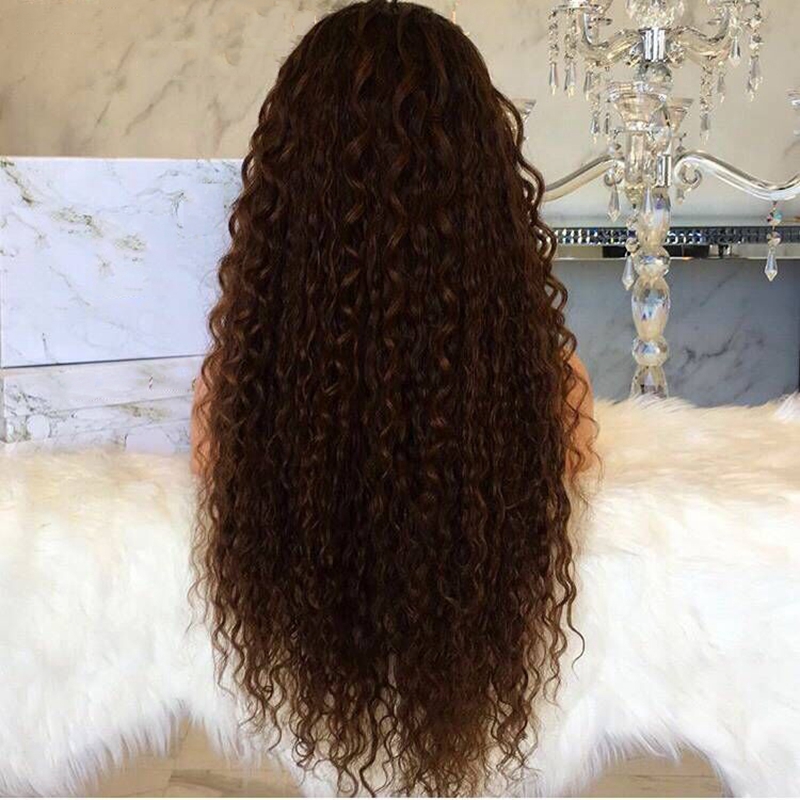 Free shipping Afro Curly Ombre Brown Glueless Synthetic Lace Front Wig With Baby Heat Resistant Natural Hair Wigs For africa african Women