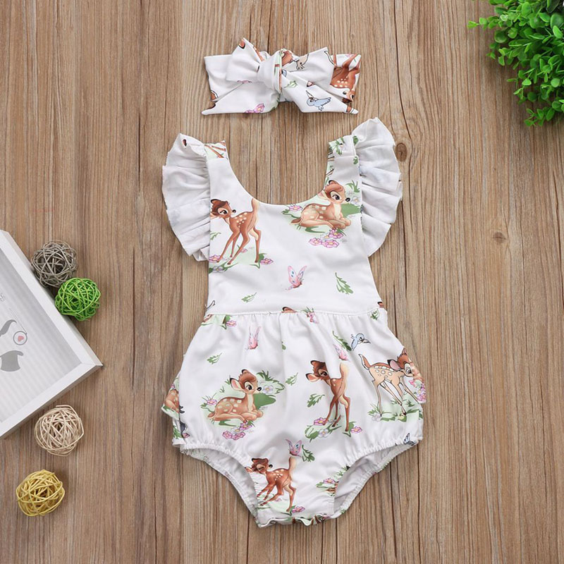 2018 New Summer Girls Rompers 2 pcs Sets Baby Deer Printed Romper Newborn Fly sleeve Romper + Headband Kids Jumpsuits Climbing clothes, Wathet blue
2018 New Summer Girls Rompers 2 pcs Sets Baby Deer Printed Romper Newborn Fly sleeve Romper + Headband Kids Jumpsuits Climbing clothes, Wathet blue