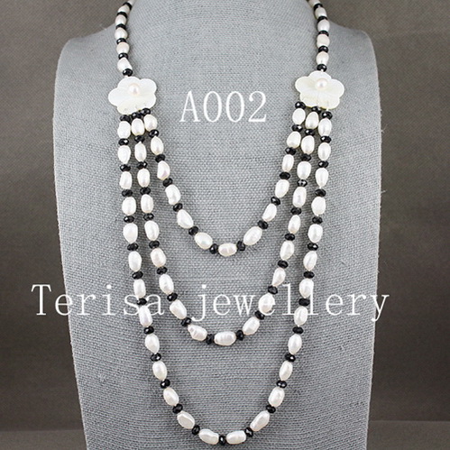 New Arriver Natural Pearls Jewellery,White Freshwater Pearl Necklace,Black Crystal Beads Nice Shell Flower Jewelry,Free Shipping
New Arriver Natural Pearls Jewellery,White Freshwater Pearl Necklace,Black Crystal Beads Nice Shell Flower Jewelry,Free Shipping