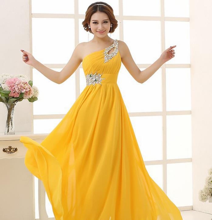 Cheap under 50 Sexy One Shoulder Chiffon Bridesmaid Long Blush Pink Pleated Beaded Evening Dresses Prom Gowns Party Homecoming Dress