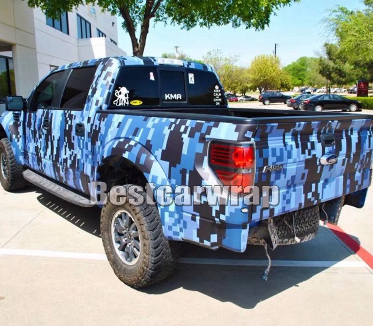 2018 Digital Blue Camouflage Vinyl For Car Wrap Camo styling Covering Film with air release / Bubble Free Size 5x(32ft/67ft/98ft )
