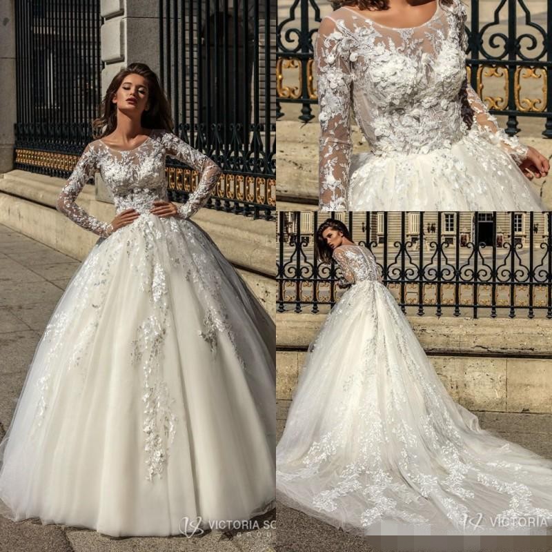 Illusion Long Sleeves Wedding Dresses 2019 Lace Ball Gowns Vestido de noiva Sheer Jewel Neck Appliques 3D Flora Fitted Bridal Gowns, Red
Illusion Long Sleeves Wedding Dresses 2019 Lace Ball Gowns Vestido de noiva Sheer Jewel Neck Appliques 3D Flora Fitted Bridal Gowns, Red