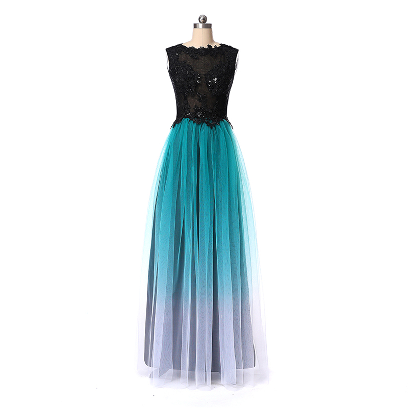 2019 New Sexy Long Gradient Evening Prom Dresses Chiffon A Line Beaded Plus Size Floor-Length Ombre Formal Party Gown QC1245