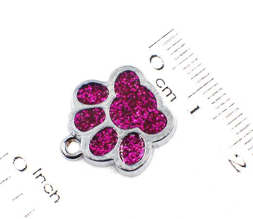 Whole 50pcslot Bling dog bear paw print hang pendant charms fit for diy keychains necklace fashion jewelrys