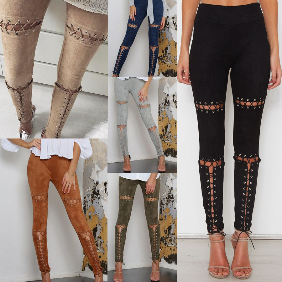 Women Lace Up Suede Leather Pencil Pants High Waist Hollow Out Bodycon Sexy Club Party Hot Bandage Black Trousers, Beige
Women Lace Up Suede Leather Pencil Pants High Waist Hollow Out Bodycon Sexy Club Party Hot Bandage Black Trousers, Beige