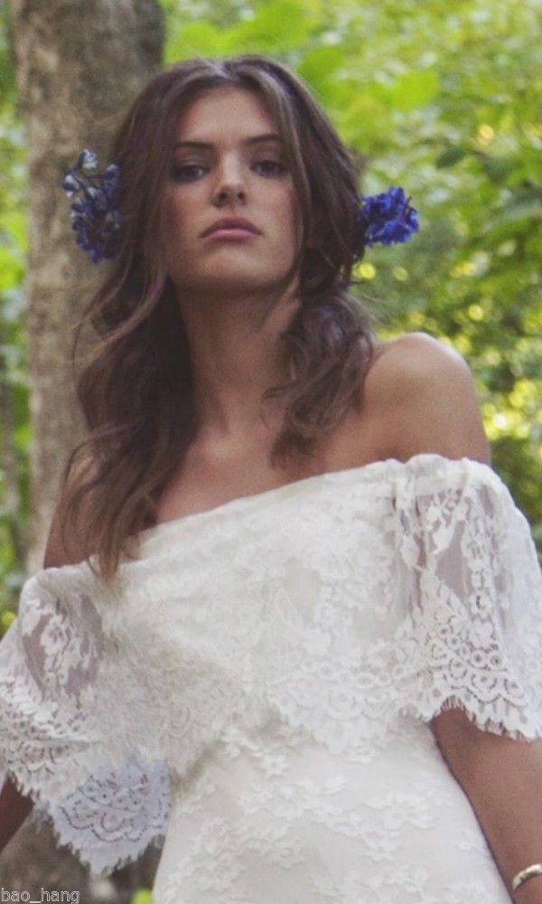 Beach Off Shoulder Summer Country Lace Mermaid Dresses Bohemian Court Train Backless Wedding Bridal Gowns Vestidos De Noiva