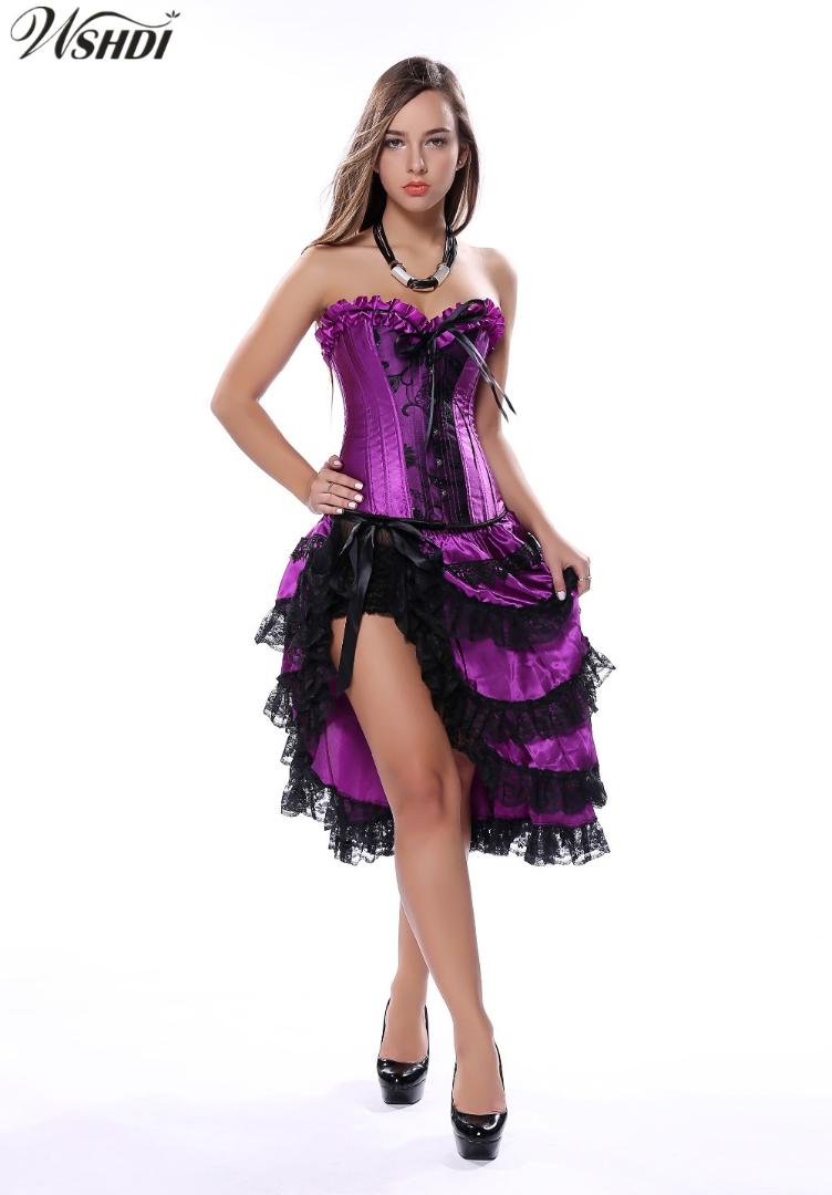 Purple Sexy Satin Floral Lace up Overbust Corset Dress Lingerie Showgirl Top+tutu Skirt Waist Bustier Plus Size -6XL
Purple Sexy Satin Floral Lace up Overbust Corset Dress Lingerie Showgirl Top+tutu Skirt Waist Bustier Plus Size -6XL