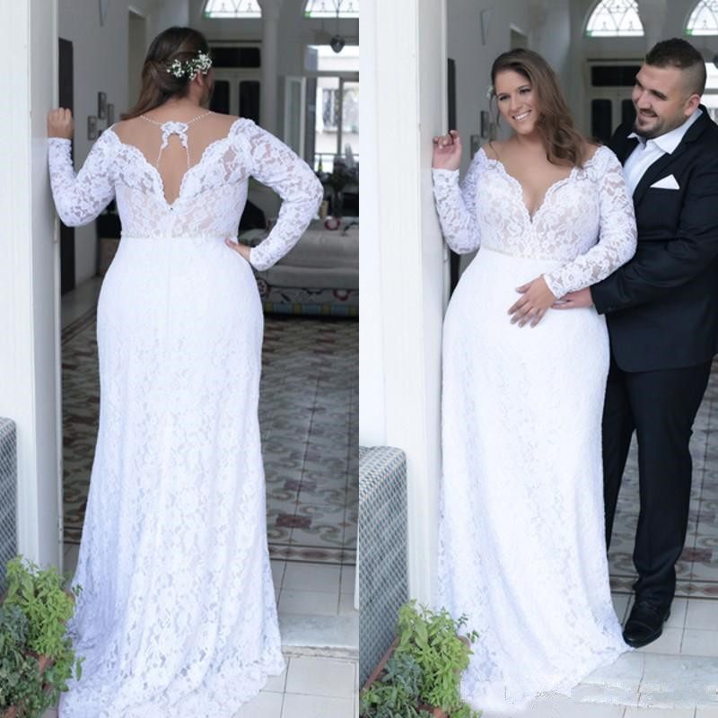 Arabic 2018 Sheer Jewel Neck Plus Size Full Lace Appliques A Line Wedding Dresses Empire Backless Long Sleeves Bridal Gowns Cheap Veatidos, White 
Arabic 2018 Sheer Jewel Neck Plus Size Full Lace Appliques A Line Wedding Dresses Empire Backless Long Sleeves Bridal Gowns Cheap Veatidos, White