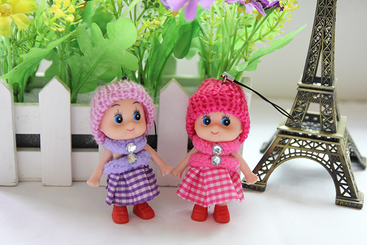 Cute Kids Toys Soft Interactive Baby Dolls Toy Key Chain, Mini Doll Keychain For Girls Key Ring Key Holder