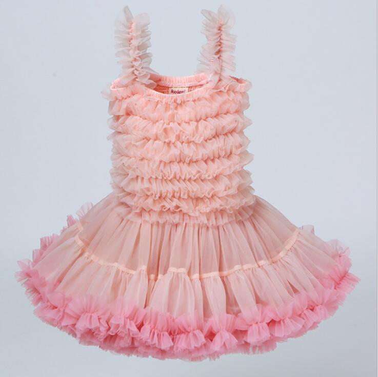 Cute Flower Girl Dresses Spaghetti Ruffle Tiered Tulle Short Birthday Party Toddler Pageant Dresses 6 Colors Little Girl Prom Gowns