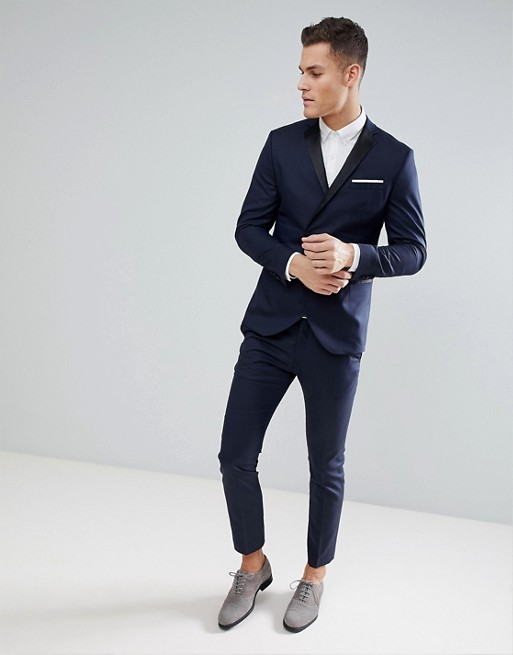 Navy Classy Double Breasted Mens Suits Slim Fit Plus Size Groomsmen Wedding Tuxedos For Men Blazers Notched Lapel Prom Suit Jacket Pants