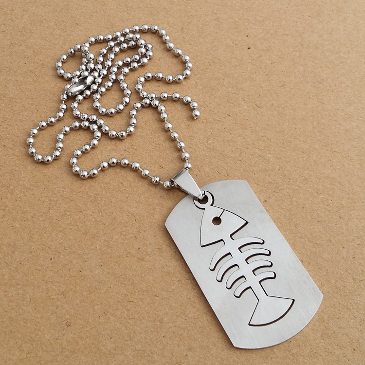 1pcs stainless steel double layer fish bone charm pendant necklace detachable fish bone necklace sea bottom animal bone necklace jewelry