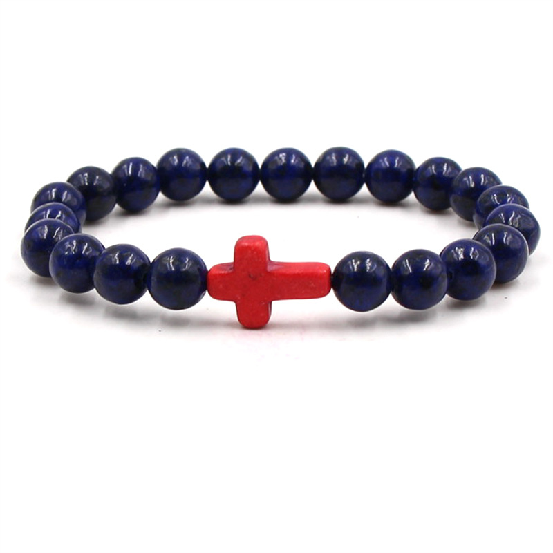 Cross Bracelets Mens Women Yoga Chakra Beads Charms Bracelet Reiki Healing Meditation Energy Bangle Lapis Lazuli Natural Stone Bracelet