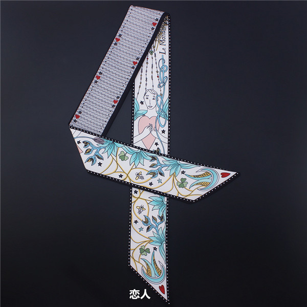 Tarot series double double printed twill binding bag handle silk scarf slender ribbon scarf woman
Tarot series double double printed twill binding bag handle silk scarf slender ribbon scarf woman