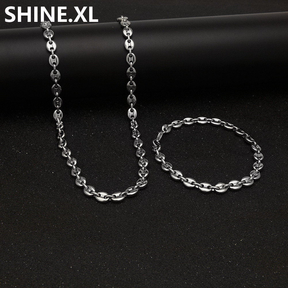 316L Stainless Steel Coffee Bean Chain 22"Necklace and 8"Bracelets Fashion Hip Hop Jewelry Set Gold Chain for Men
316L Stainless Steel Coffee Bean Chain 22"Necklace and 8"Bracelets Fashion Hip Hop Jewelry Set Gold Chain for Men