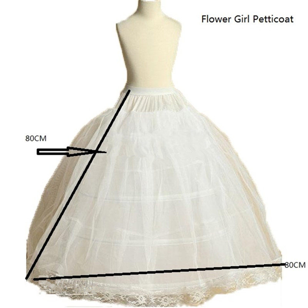 Flower Girl Petticoat Crinoline Underskirt Slip for Little Girl 80cm Long 3-Hoops High Quality Fast Shipping