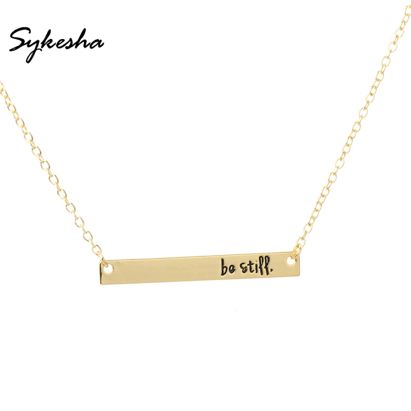 2018 Religious Bible Verse Christian Belief Jewelry Fashion Be Still Bar Pendant Necklace Inspirational Gift for Women Men
2018 Religious Bible Verse Christian Belief Jewelry Fashion Be Still Bar Pendant Necklace Inspirational Gift for Women Men