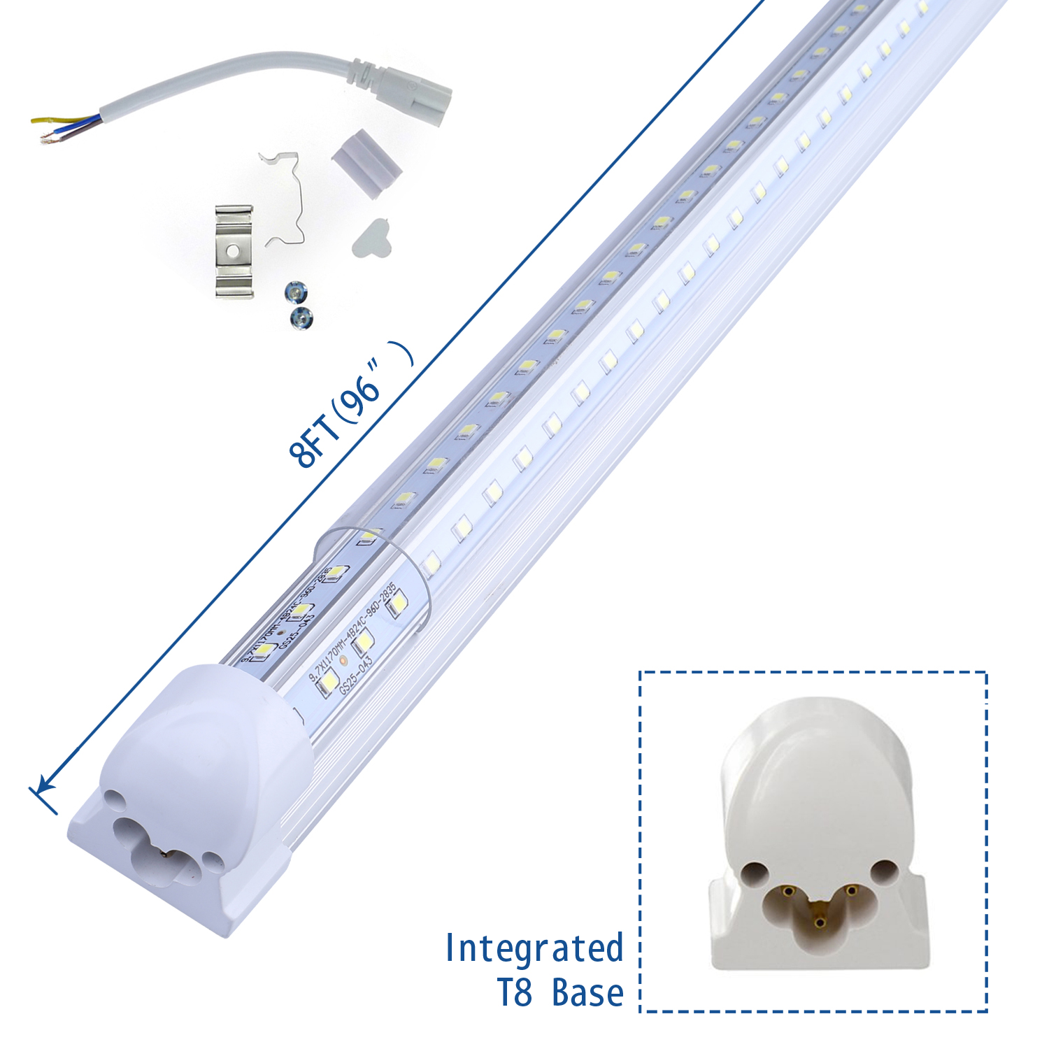 Linkable Shop Lights Fixture 120W Integrated 4FT 5FT 6FT 8FT T8 LED Tube Light V Shape Garage Lights Fluorescent Light