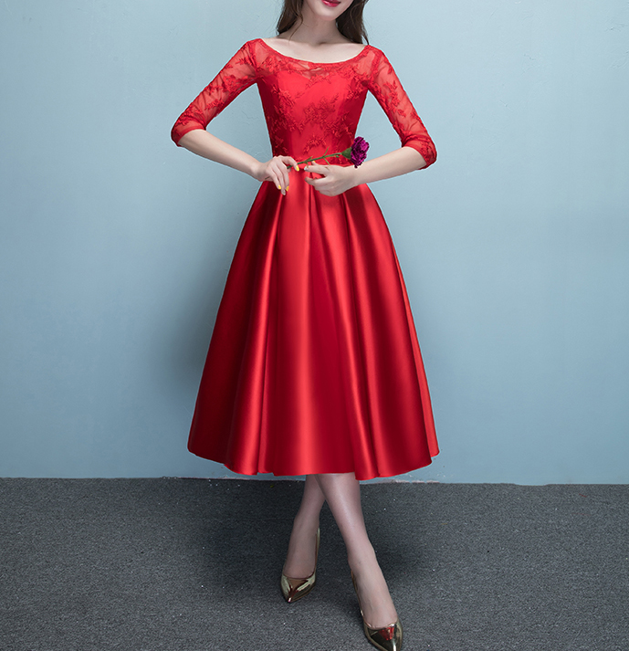 Elegant Mother of the bride dresses Satin with Tulle Lace Zipper Back Tea Length Mother of the bride dress cheap plus size