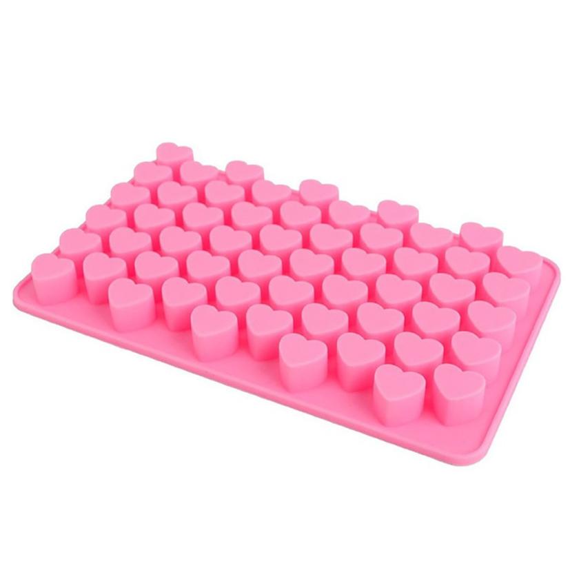 Saingace 55 Mini Cavity Silicone Cake Chocolate Candy Mould Heart Form Bake Tool DIY Home Use Pink Happy Sale ap522