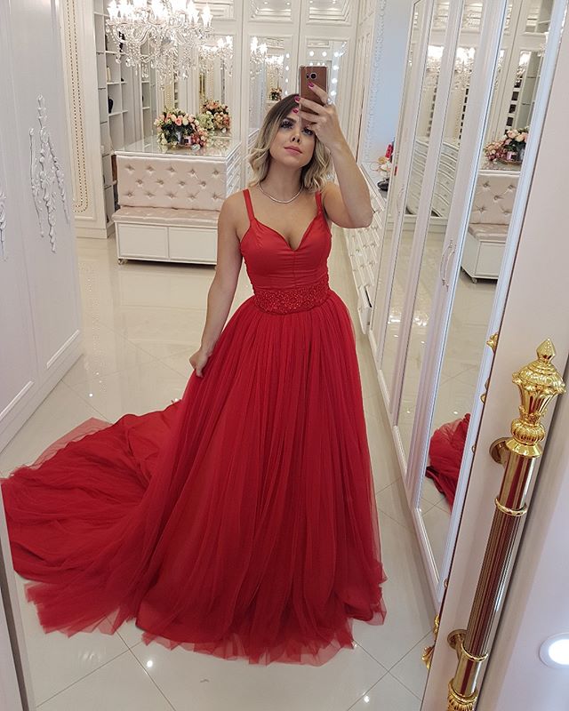 Sweetheart A-Line Evening Dresses Long Tank Red Tulle Formal Dresses Beaded Waist Open Back Party Dresses robe soiree longue, Black
Sweetheart A-Line Evening Dresses Long Tank Red Tulle Formal Dresses Beaded Waist Open Back Party Dresses robe soiree longue, Black