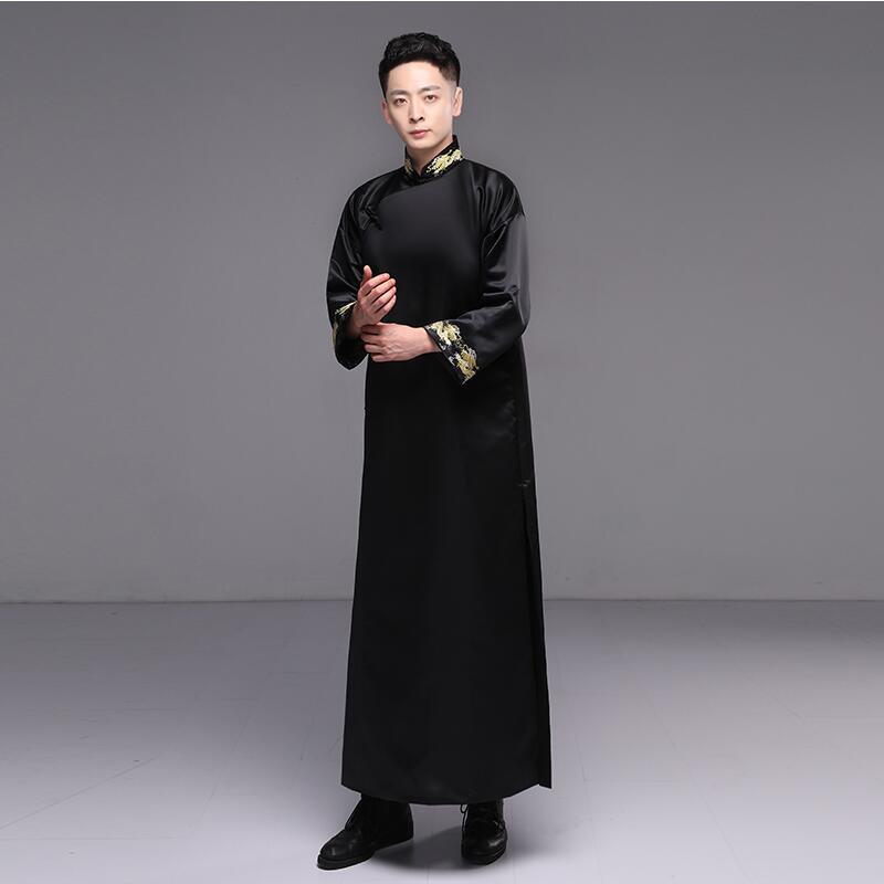 New traditional Chinese costume Men Cheongsam embroidered gown male Hanfu Tang suit outfit Republic of China Gown Dress ethnic clothing