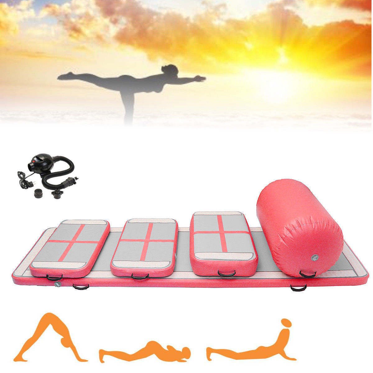 a set (include 6 pieces) color inflatable air track water trampoline airtrack gymnastics air mat with a pump
a set (include 6 pieces) color inflatable air track water trampoline airtrack gymnastics air mat with a pump
