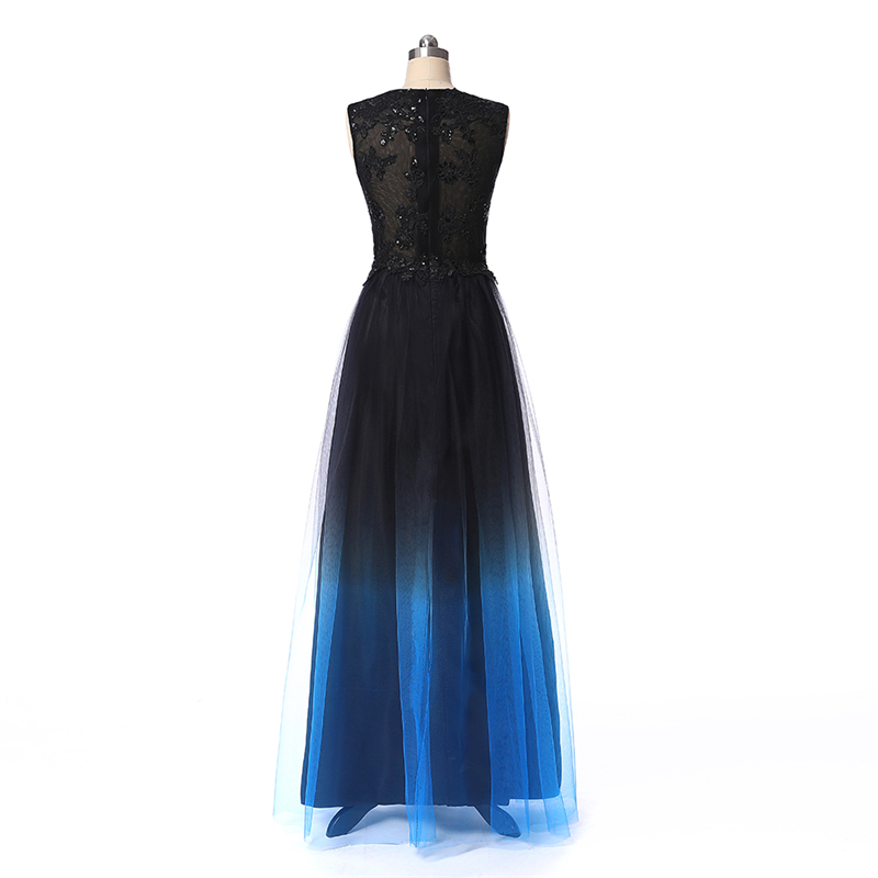 2019 New Sexy Long Gradient Evening Prom Dresses Chiffon A Line Beaded Plus Size Floor-Length Ombre Formal Party Gown QC1245