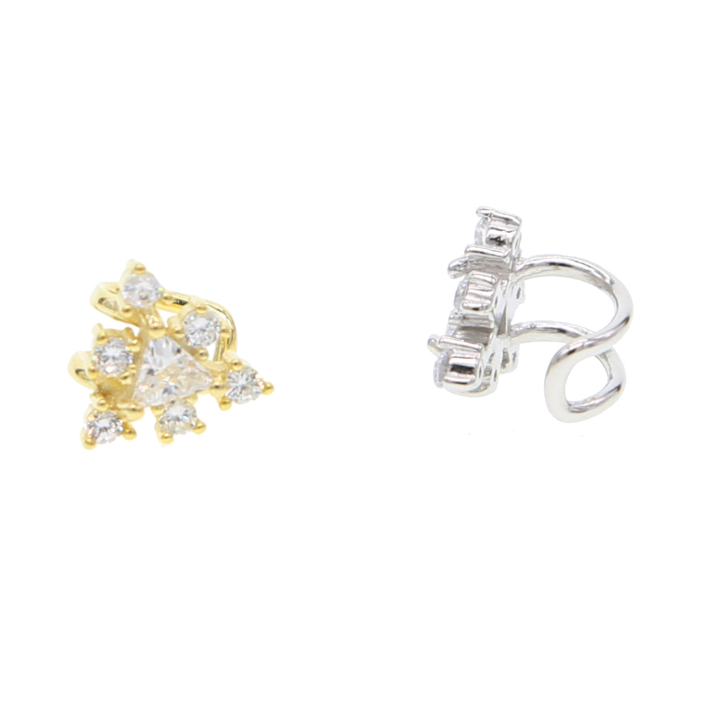 925 sterling silver triangle cz cuff earring no piercing diamond cuff for women girl gift sparking bling CZ cluster new design earrings