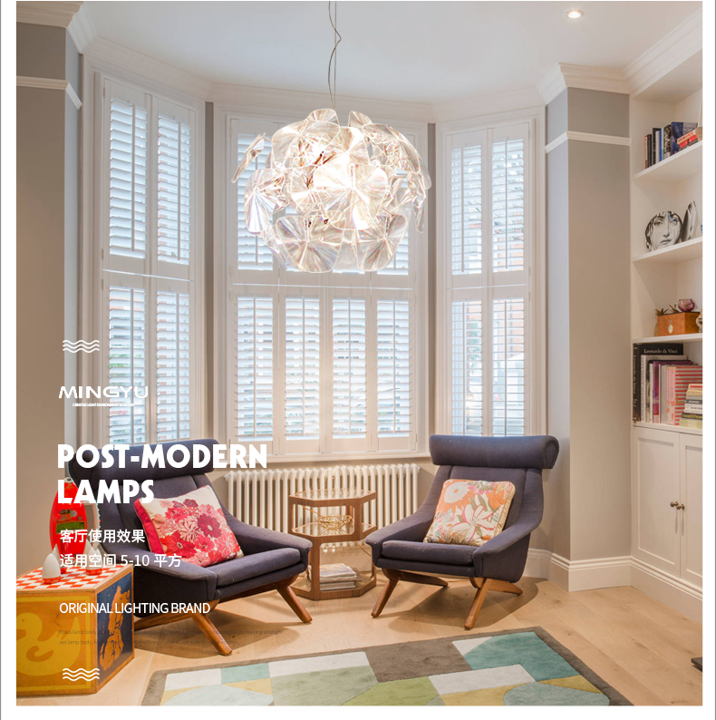 Modern Crystal Chandelier Lamp Art Glass Leaf Plates Flower Chandelier LED Ball Pendant Light for Foyer Hotel Restaurant Living Room