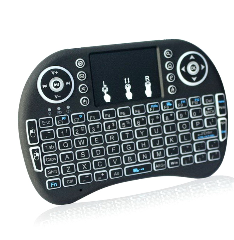i8 Keyboard Backlit 2.4G Remote Controlers Wireless Fly Air Mouse Rechargeable With Backlight Touchpad For MXQ pro X96 TV Box