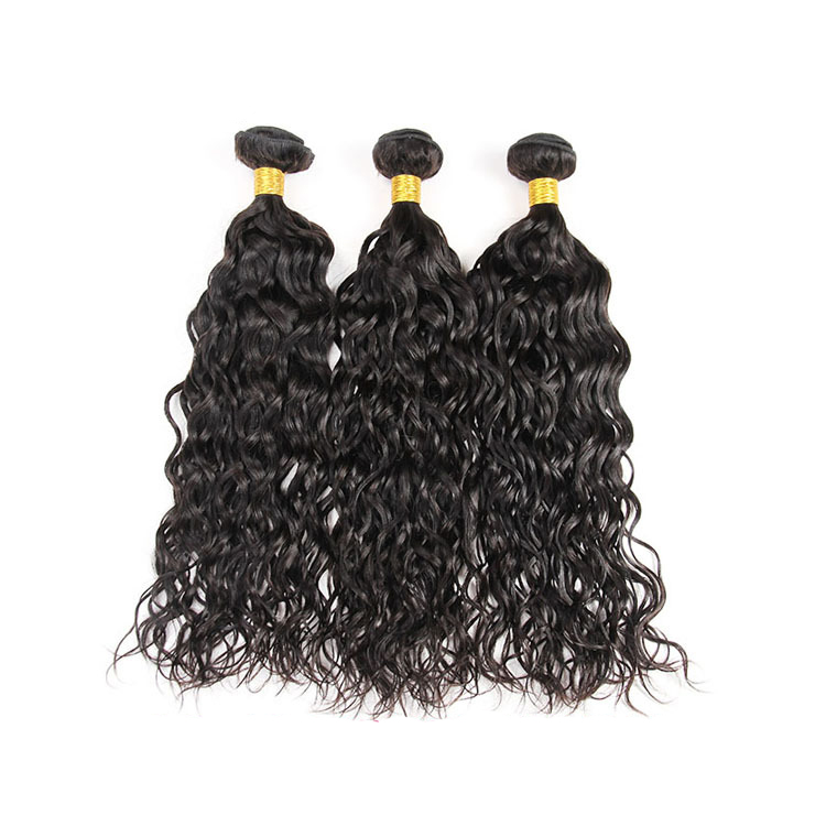 Indian Raw Virgin Human 3 Bundles Hair Extensions Water Wave Natural Black Three Pieces Weet And Wavy 8-28Inch