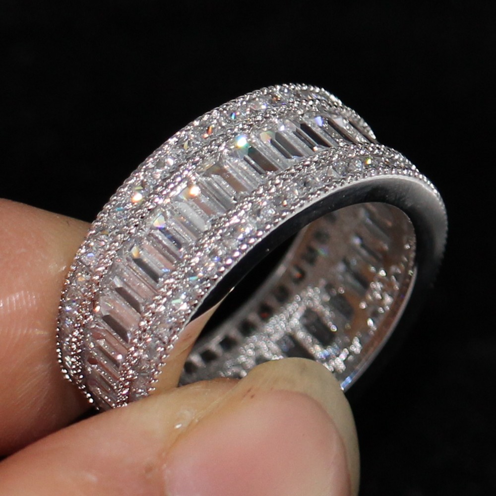 Princess Cut Topaz Engagement Ring: 10KT White Gold CZ Wedding Band (Size 5-11) Free shipping