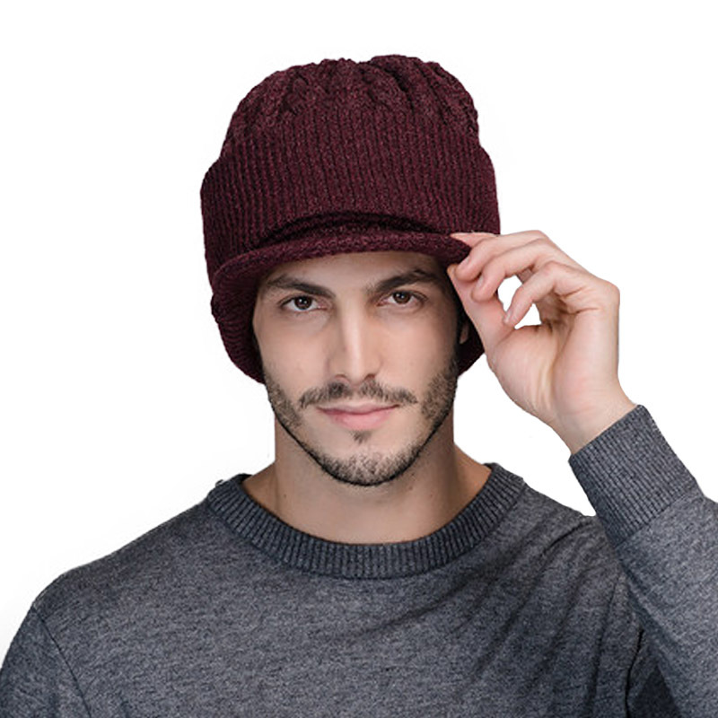 FS Neck Warmer Winter Hat Wool Knit Cap For Men Fleece Knitted Beanie Hats Men Skullies Beanies Casquette D18110601