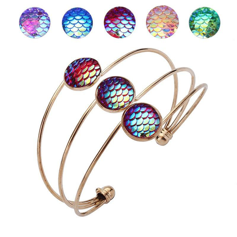 Gold Tone Mermaid Scales Charm Cuff Bracelet Fashion Silver Color Three Layers Bangle Bracelet For Women Fine Jewelry
Gold Tone Mermaid Scales Charm Cuff Bracelet Fashion Silver Color Three Layers Bangle Bracelet For Women Fine Jewelry
