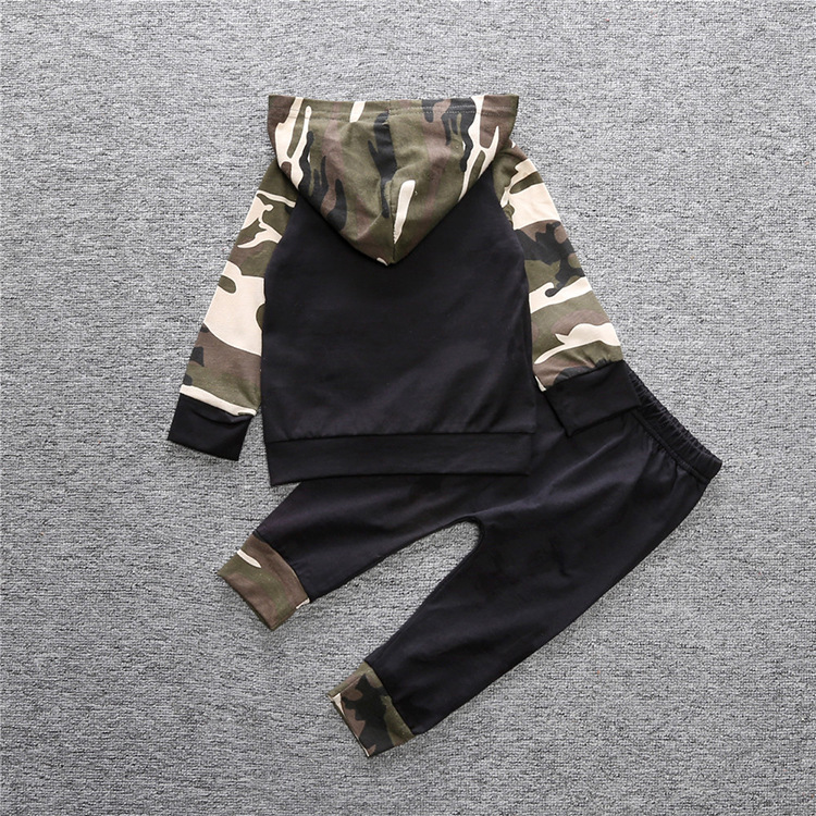 Baby clothes Hooded Tops Trousers Baby boy Camouflage Clothing long-sleeved suit 2 pcs Set