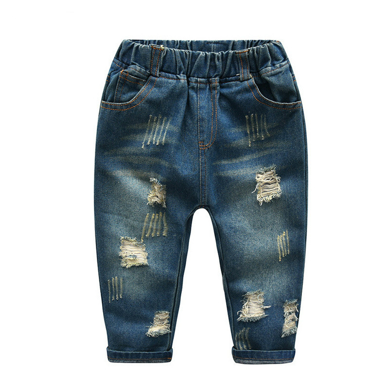 Spring Autumn Casual Boys childrens Clothes Sets Cotton Striped Shirts + Ripped Jeans Pants 2Pcs/set Gentleman Kids clothing Clothes