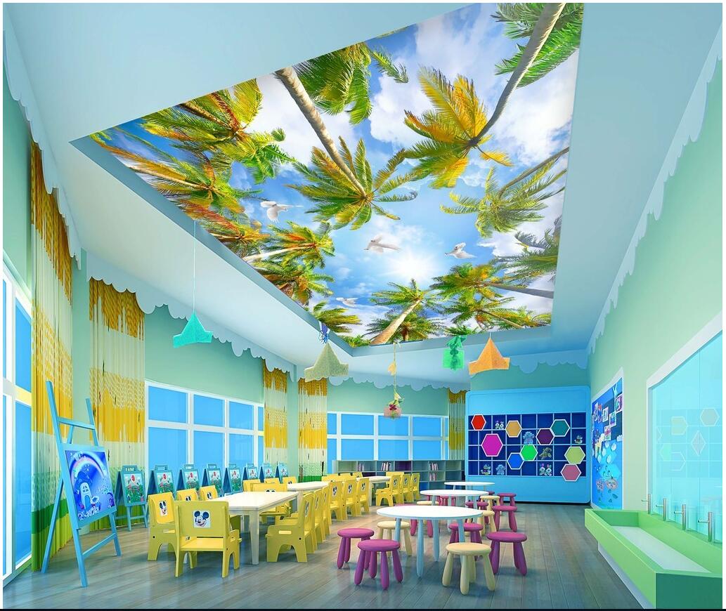 3d ceiling murals wallpaper custom photo non-woven mural 3d wall murals wallpaper for walls Summer coconut palm trees blue sky white clouds, Light yellow
3d ceiling murals wallpaper custom photo non-woven mural 3d wall murals wallpaper for walls Summer coconut palm trees blue sky white clouds, Light yellow