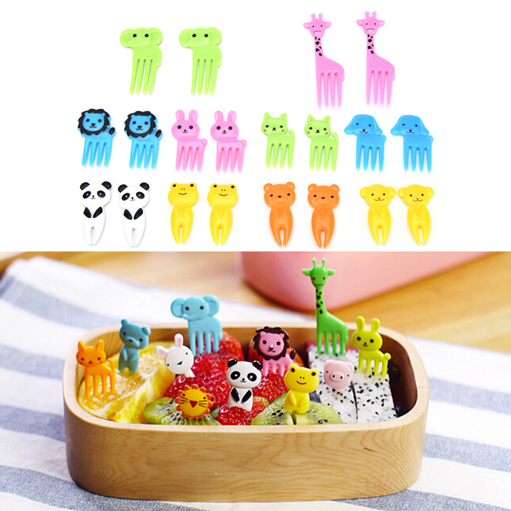 

10Pcs Cute Mini Animal Farm Cartoon Food Picks Children Snack Cake Dessert Food Fruit Forks Lunch Bento Accessories Party Decor